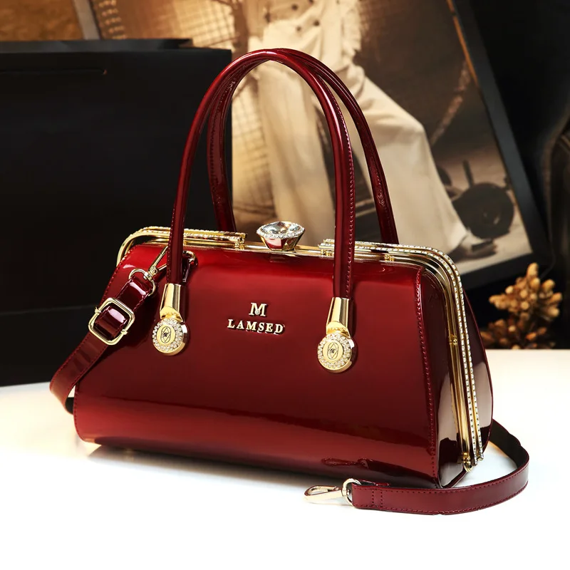 Women Patent Leather Fashion Handbags Handle Purse Satchel Bag Shoulder  For  Ladies Top  s Bolsas De Mujer