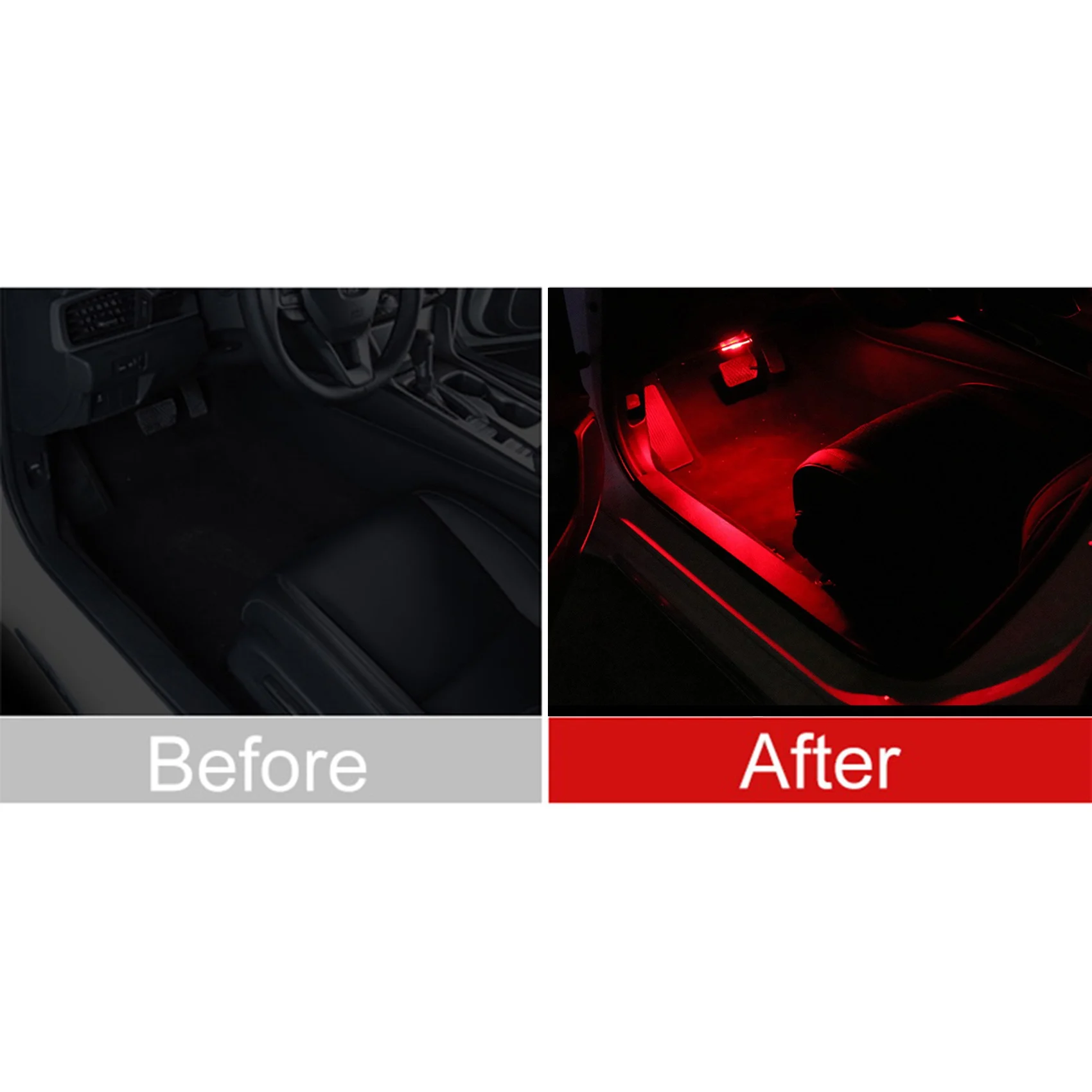 2PCS Car Light LED Interior Atmosphere Light Decoration Lamp Ambient Foot Light for Honda Civic 10Th 2018-2020 Red