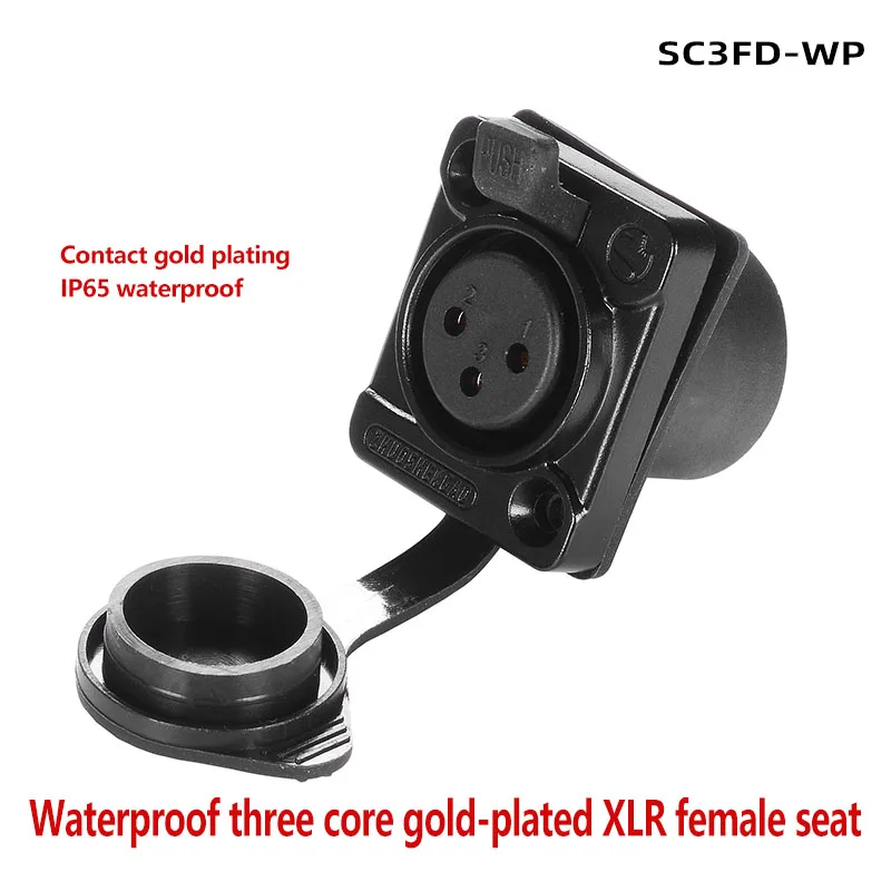 

SC3FD-WP IP65 Waterproof 3-Pin XLR Balanced Female Head Audio Socket With Thickened Dustproof Cover For Outdoor Cable Plug