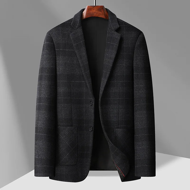 New Arrival Fashion Super Large Autumn and Winter Thick Men's Asual Plaid Woolen Suit Jacket Plus Size 3XL 4XL 5XL 6XL 7XL 8XL