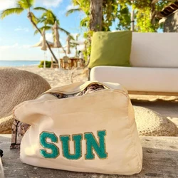 DIY Chenille Letter Patch Care Toiletry Bag WomenTravel Makeup Storage Bag Gold Zipper Nylon Pouch Large Cosmetics Bag