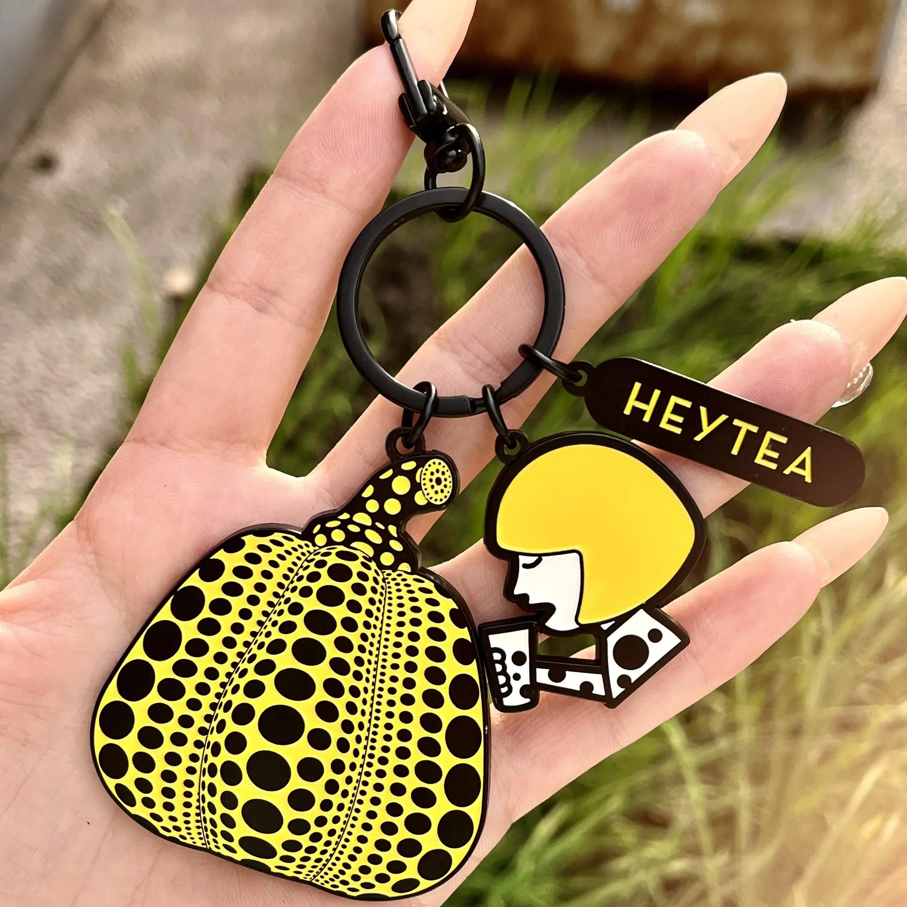 Kusama Yayoi совместный металлический брелок в горошек с тыквой, высокое значение, подвеска в художественном пакете с молоком и чаем