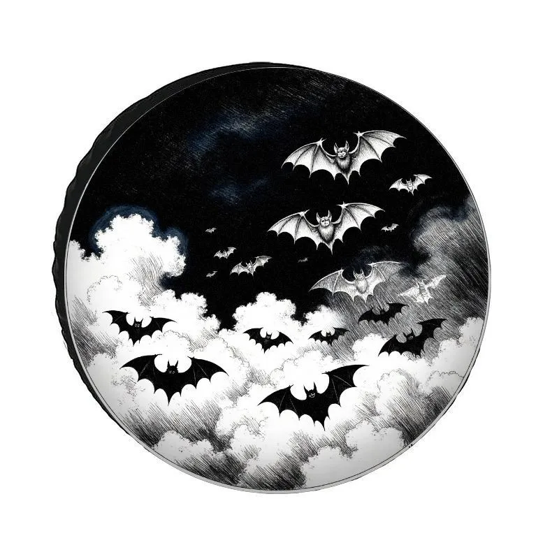Flying Bats Night Sky Pattern Tire Cover Durable Polyester Spare Wheel Protector for SUV