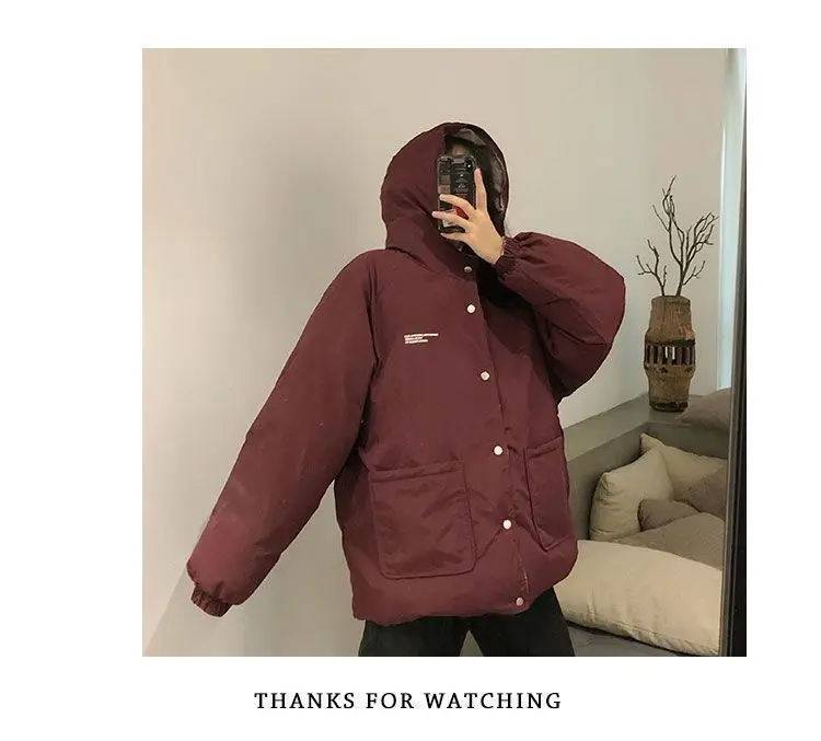 Two-sided Wear Cotton-padded Jacket Korean Winter Coat Women Thickened Parka Hooded Down Cotton Coat Windproof Puffer Jacket New
