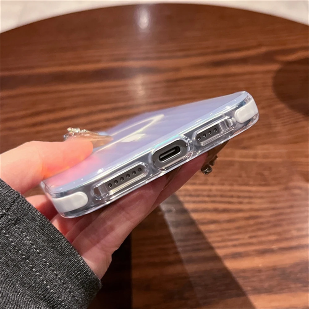 Luksusowe etui z efektem laserowego gradientu Aurora, magnetyczne, kompatybilne z MagSafe, do iPhone'a 17 15 14 13 16 Pro Max Plus, z obsługą ładowania bezprzewodowego. — zdjęcie produktu 6