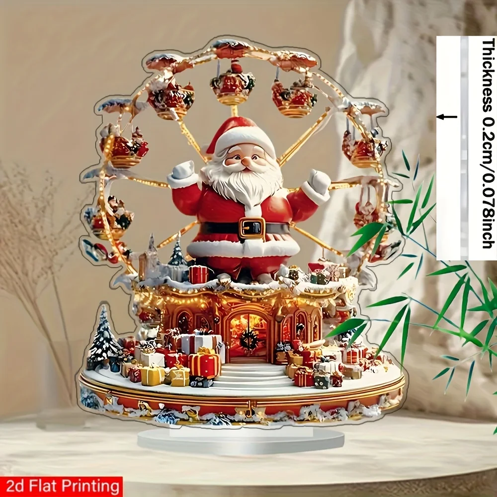 2D Flache Santa Claus Riesenrad Acryl Ornament Weihnachten Party Dekoration Desktop Ornament Festival Liefert Weihnachten Geschenke