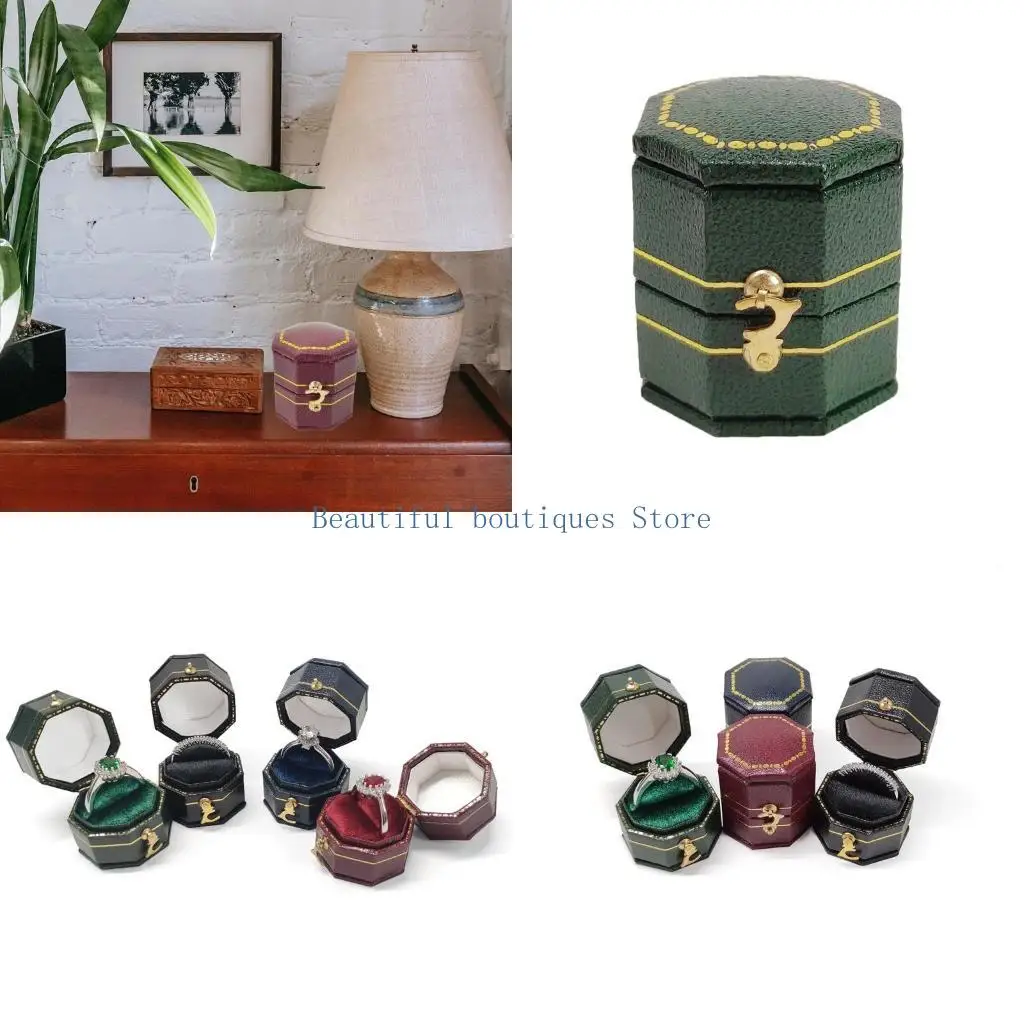 

U4LF равна восьмиугольнику Retro Ring Box Jewelry Dewelry Box Pu
