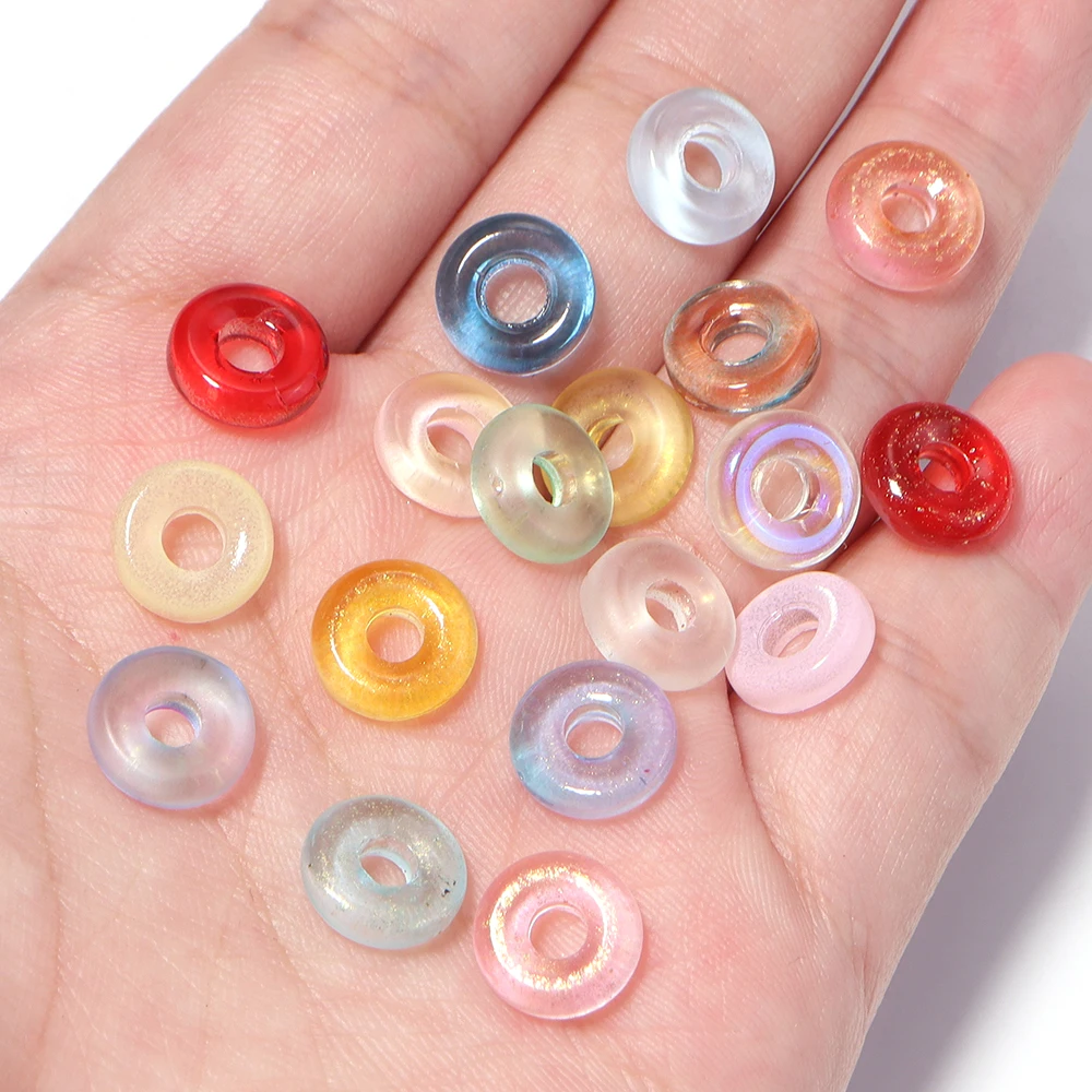 50 Stück/Set 10mm Bunte Donut-Form Lampwork-Perlen Runde Großloch-Glasperlen für DIY Armband Halskette Schmuckherstellung – Detail 5