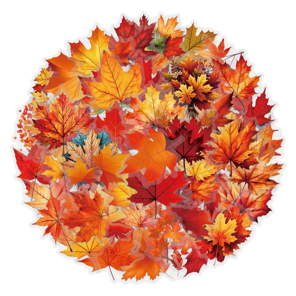 60 Pieces Transparent Maple Leaf Sticker Pack - Waterproof PET Journal Materials & Decor Stickers for Guitars AnimeWorlds Store