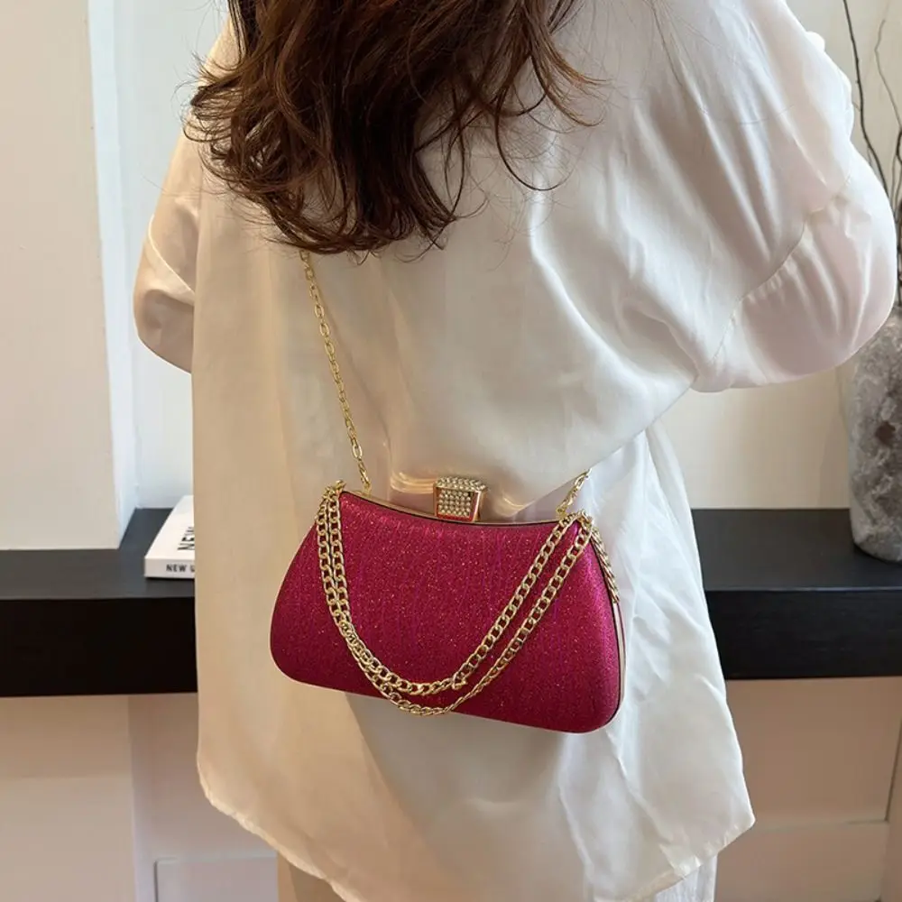 حقيبة كتف مسائية جديدة مطرزة بأحجار الراين سلسلة محفظة حقيبة صغيرة لحفلات الزفاف #4