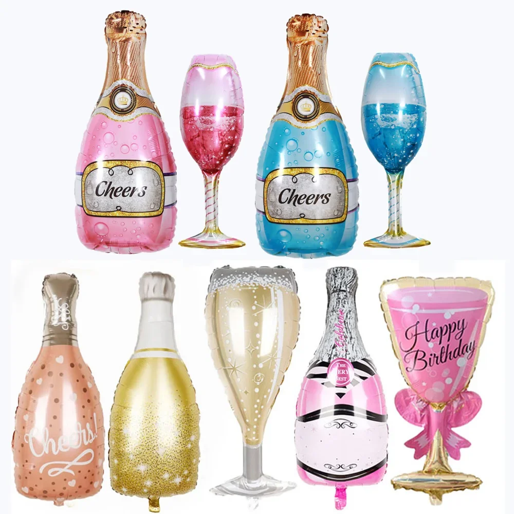 Birthday Party Decoration Balloon Champagne Bottle Cup Aluminum Foil Balloon Wine Glass Wedding Gift Balloon Decoration Supplies