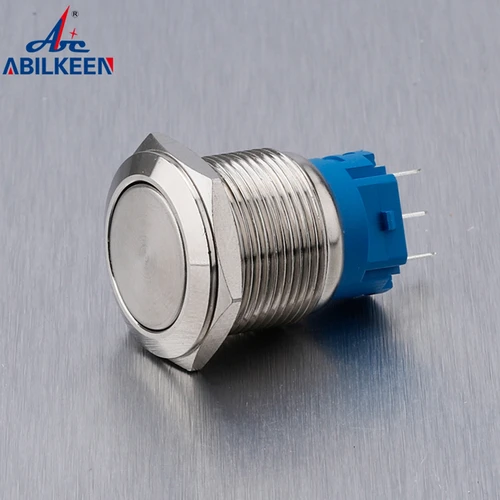 Imagen 1 del producto ABILKEEN-botón pulsador de Metal de cabeza plana, 19mm, momentáneo/enclavamiento, impermeable, IP67, 1NO1NC, sin luz, 3 pines, precio barato
