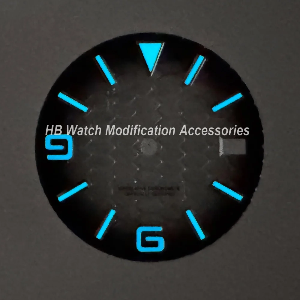 Mostrador de mergulho com logotipo s, 28.5mm, adequado para nh35/nh36/4r/7s, movimento japonês, azul gelo, luminoso, acessórios de modificação de relógio de alta qualidade