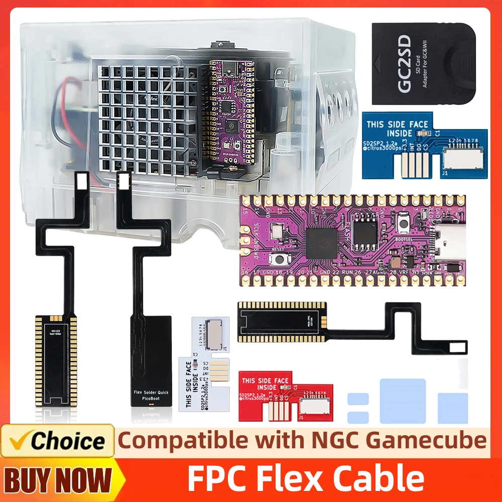 For Raspberry Pi Pico Picoboot FPC Flex Cable with SD2SP2 Adapter GC2SD Card Reader FPC Flex Solder Cable for Retro Game Console