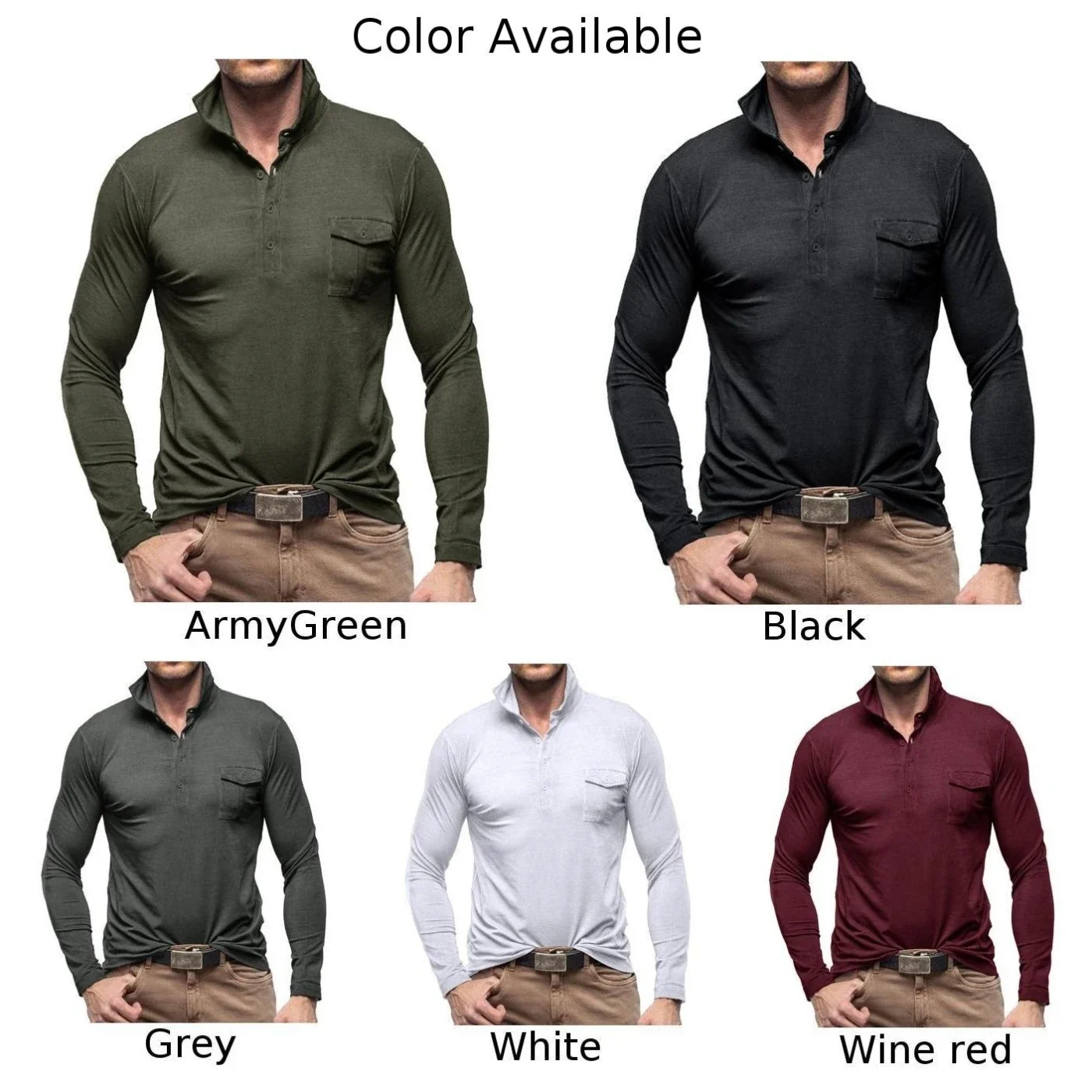 Chemisier boutonné à manches longues pour hommes, chemise en polyester, col décontracté, chemises en Y, mode abordable, grand-père Henley