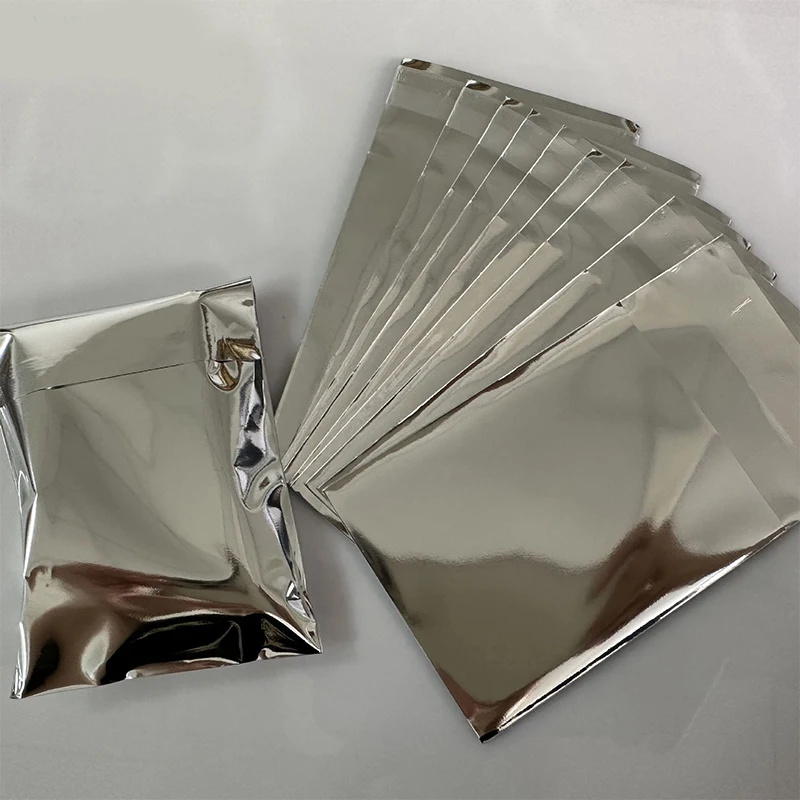 

20pcs Aluminum Foil Self-adhesive Bag 6*9CM Cool Punk Silver Color Small Pouches Handmade Jewelry Earring Packaging Shipping