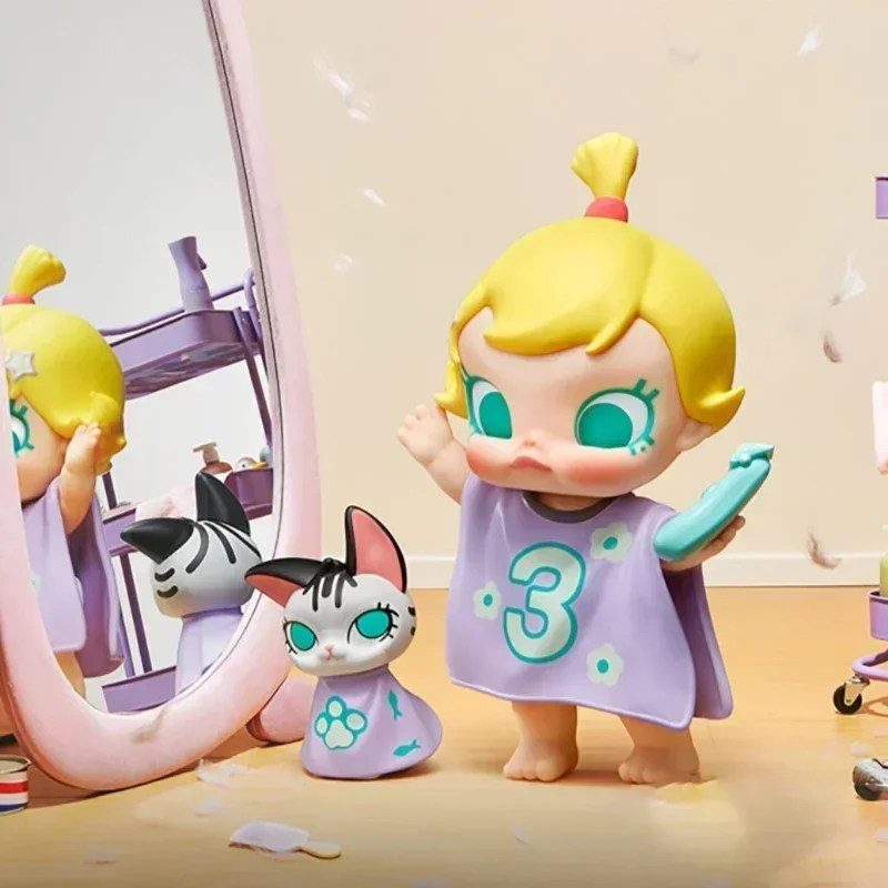 

POP MART Baby Molly & Baby Tabby Series, натуральная слепая коробка, загадочная коробка, кавайные украшения, фигурки, домашний декор, настольная модель, куклы