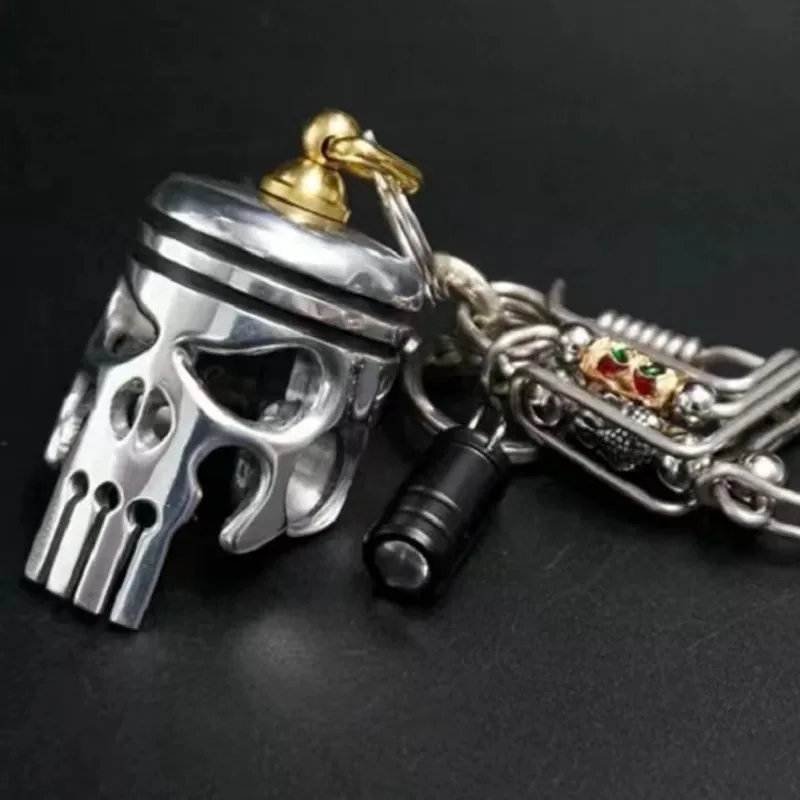 Alloy Skull Keychain Accessories Decorative Piston Art Keychain Pendant