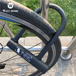 WEST BIKING Bike Lock Anti-theft Bicycle U Lock MTB Road Mountain Bicycle Accessories U-Locks Cycling Steel Security Bike Locks