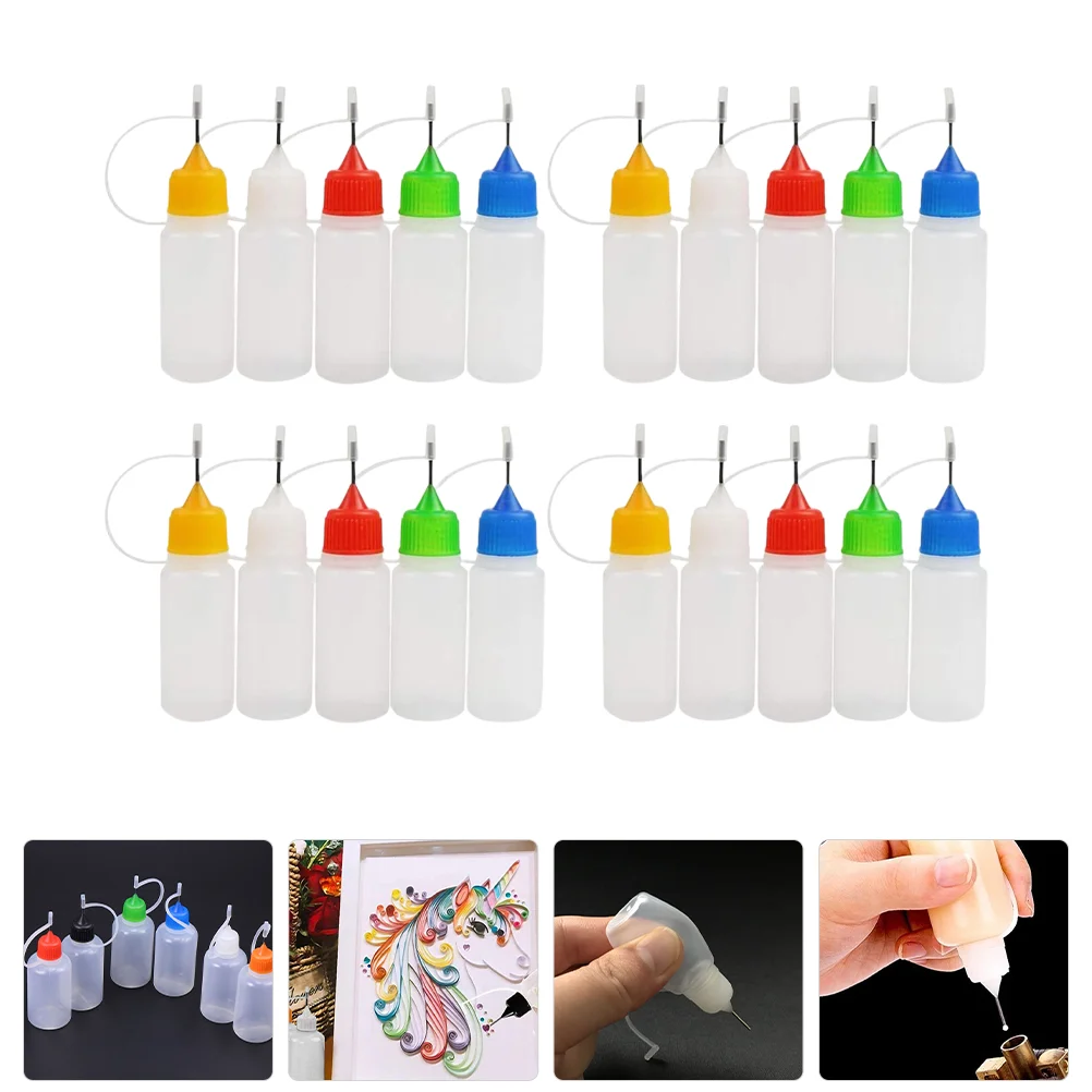 

20 Pcs 30ml Squeeze Bottle Needle Tip Glue with Cap Translucent Liquid Dispenser Portable Bottles Paint Applicator Precision