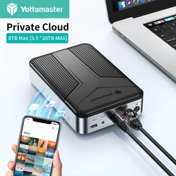 Yottamaster SATA HDD 네트워크 스토리지, 하드 드라이브 인클로저, NAS 개인 클라우드 스토리지, 외장 HDD 인클로저 어댑터 포함, 3.5 인치