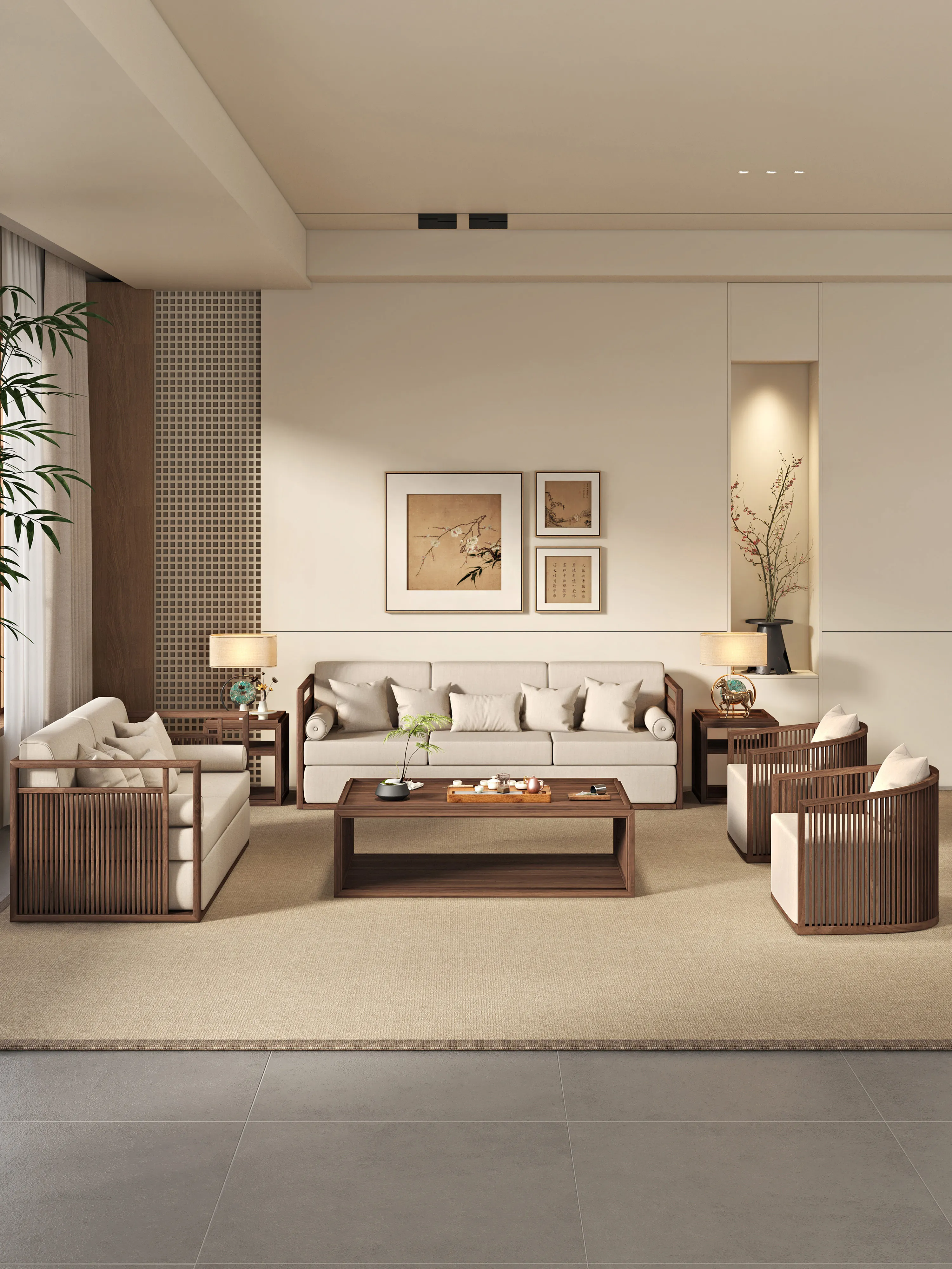 North American ash solid wood sofa combination modern simple rural self-built house living room classical villa zen furniture