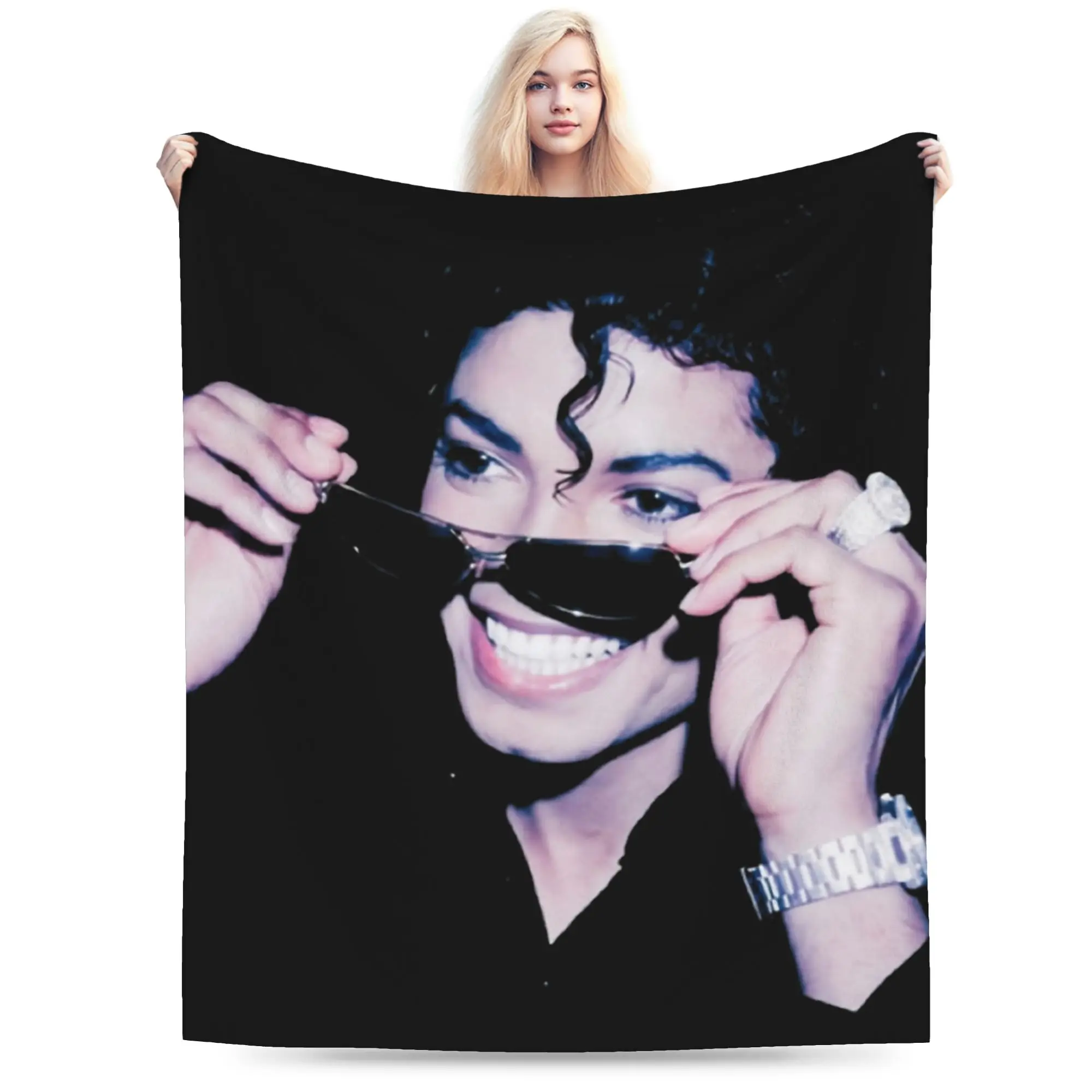 King Of Pop Michaels Jacksons Blankets Fleece Print  Multi-function Super Warm Throw Blankets for Sofa Couch Rug Piece