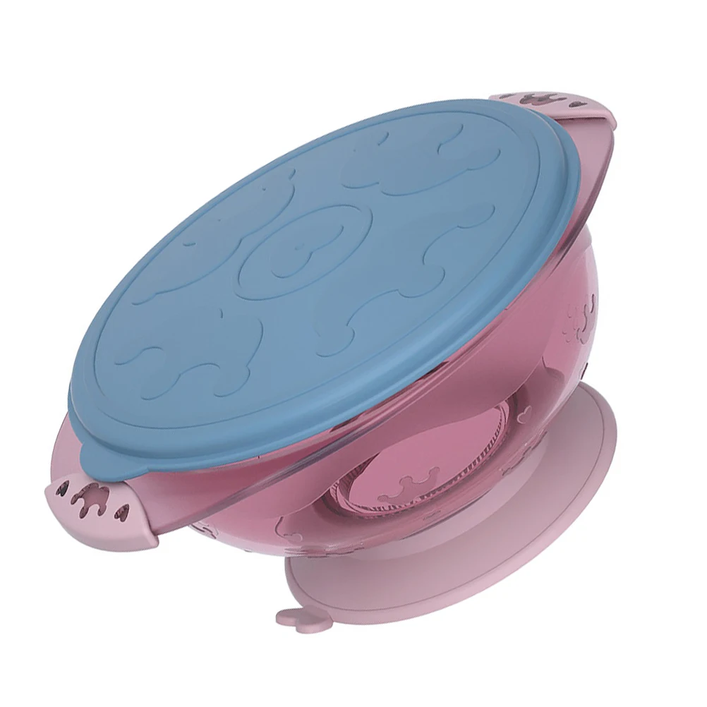1pc Suction Bowl For Baby Premium Food Grade Silicone Spill-Proof With Lid Rice Bowl For Kids Leakproof Feeding Container Purple