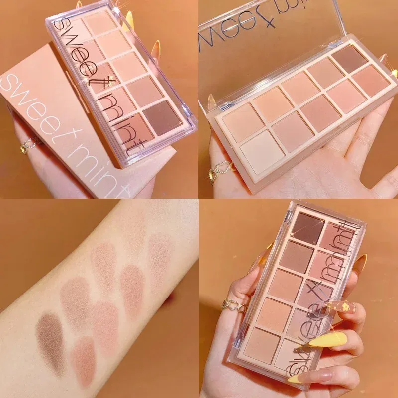 10 Color Eyeshadow Palette Matte Pearl Fine Shining Pumpkin Tea Milk Earth Color Eye Shadow Tray Makeup Pigment Korean Cosmetics view 3