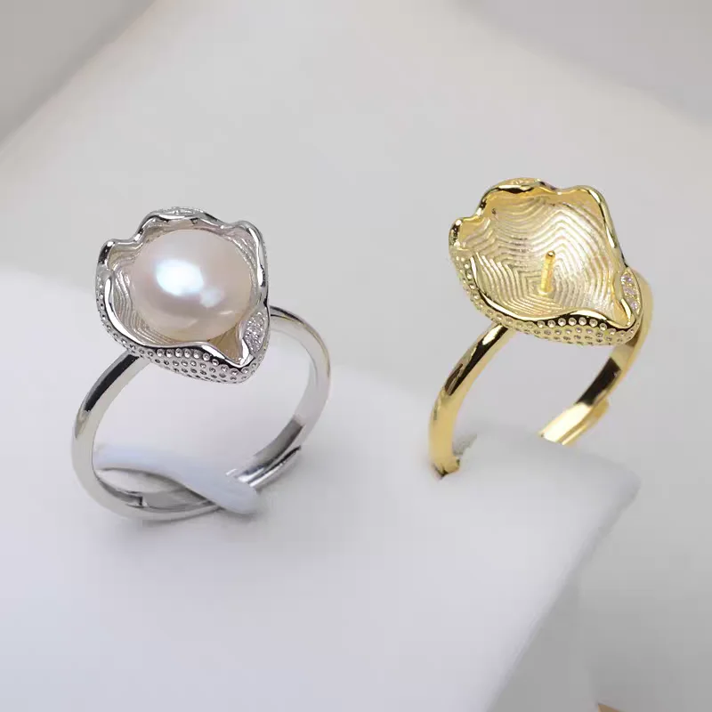 

Регулируемые крепления для колец на палец из стерлингового серебра 925 пробы, базовые фурнитуры, компоненты ювелирных изделий для жемчуга 6-8 мм, 3 шт./лот