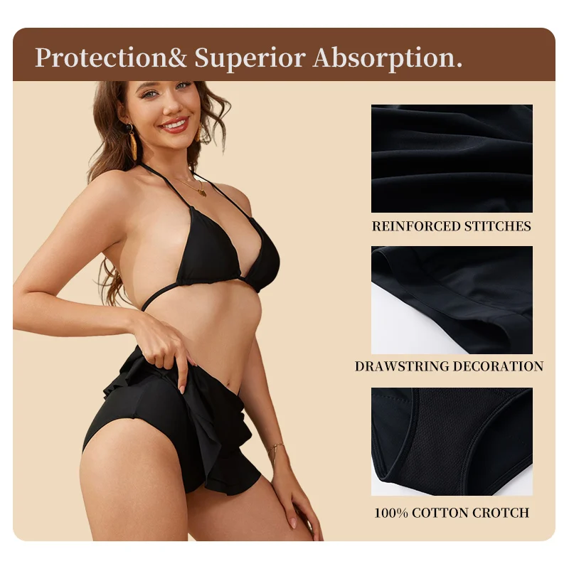 Drop shipping Teenage menstrual period swimming trunks skirt Womens menstrual swim trunks postpartum incontinence swim trunks - view 3
