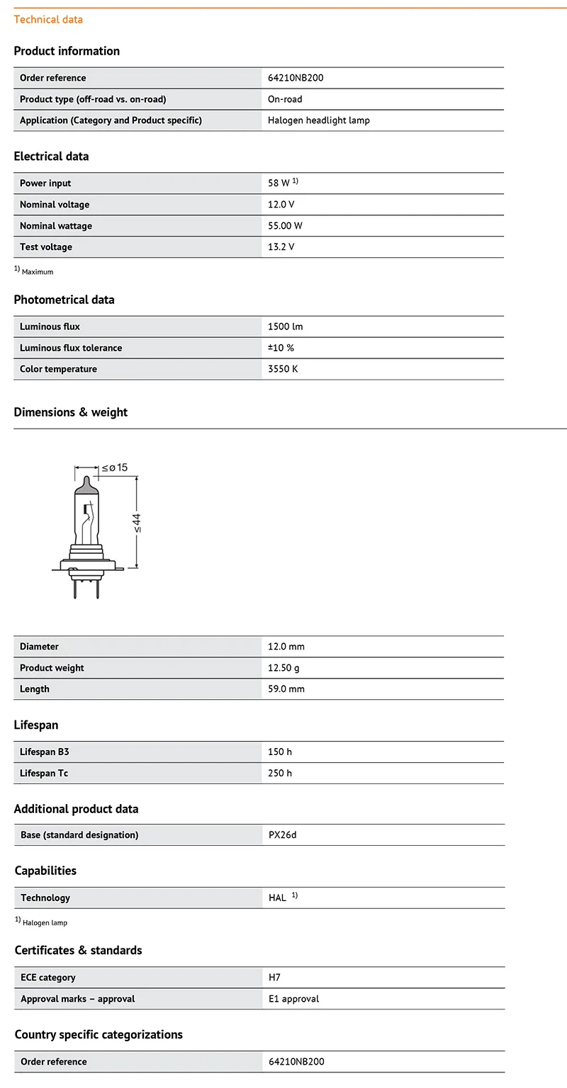 OSRAM Night Breaker 220 H7 12V 55W Car Halogen Lamps +220% Bright +150m Long Light Power Original High Low Beam Made in Germany