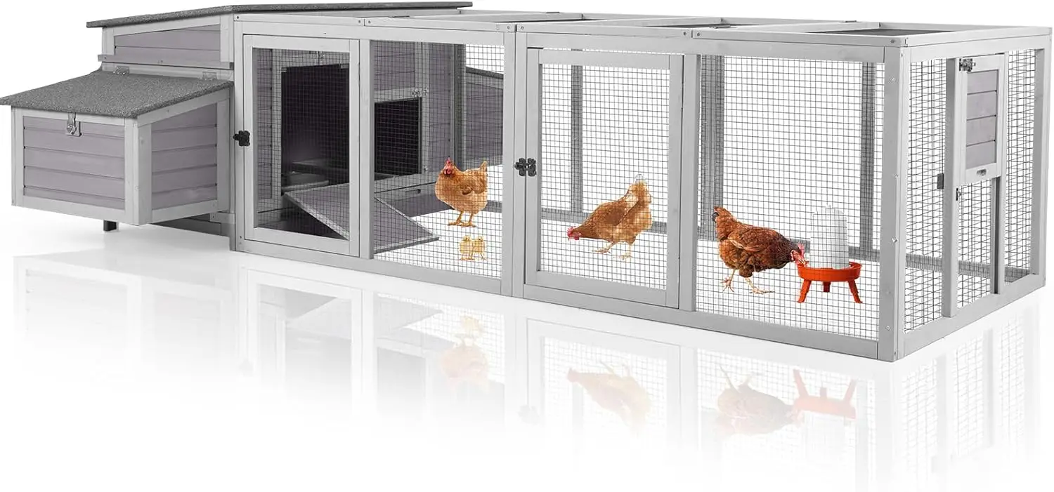 

Курятник с вольером для 4-6 кур, уток или мелких животных, уличный домик для кур с 4 гнездовыми ящиками, L-образные металлические кронштейны