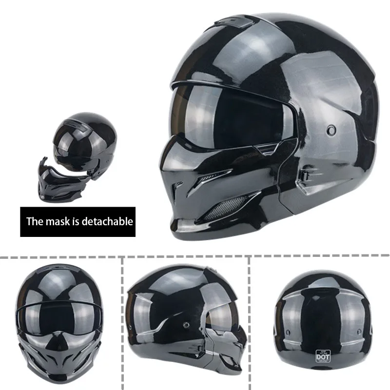 

New Retro Predator Helmet Full Face Helmet Multi-purpose Combination Helmet Motorcycle Locomotive Personality Half