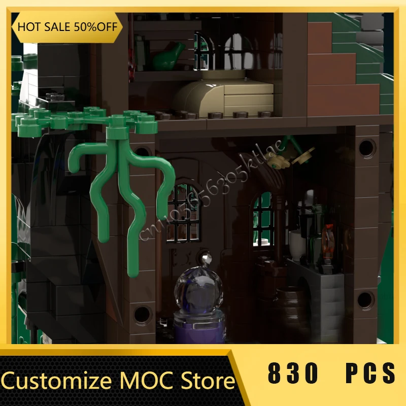 Modèle de maison d'arbre avec détails foncés, blocs de construction modulaires, assemblage pour enfants, jouets d'exposition, cadeau Surprise de Festival, 830 pièces, offre spéciale