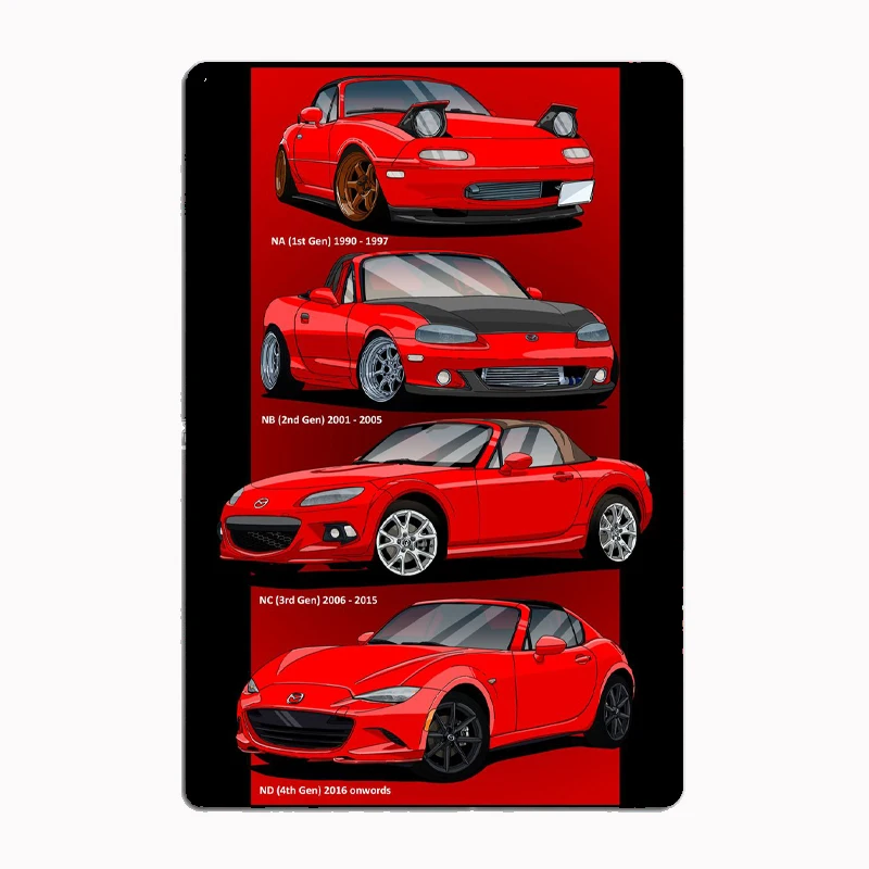 MX5 Miata Roadster Metal Sign Poster Garage Room Wall Decoration Cinema Living Custom Tin Home Decor