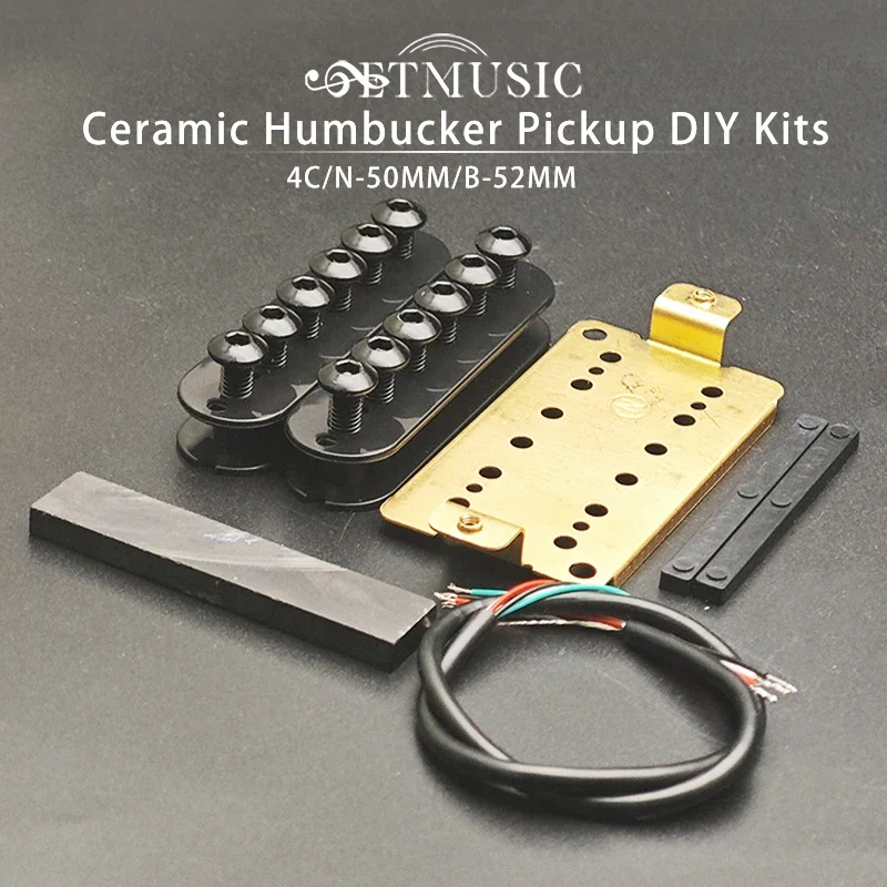 [Pickup DIY Kits] Humbucker Pickup Kits- Ceramic/Plastic Bobbin/Umbrella Head Adjustable Pole Piece/4C Cable Pickup Kits