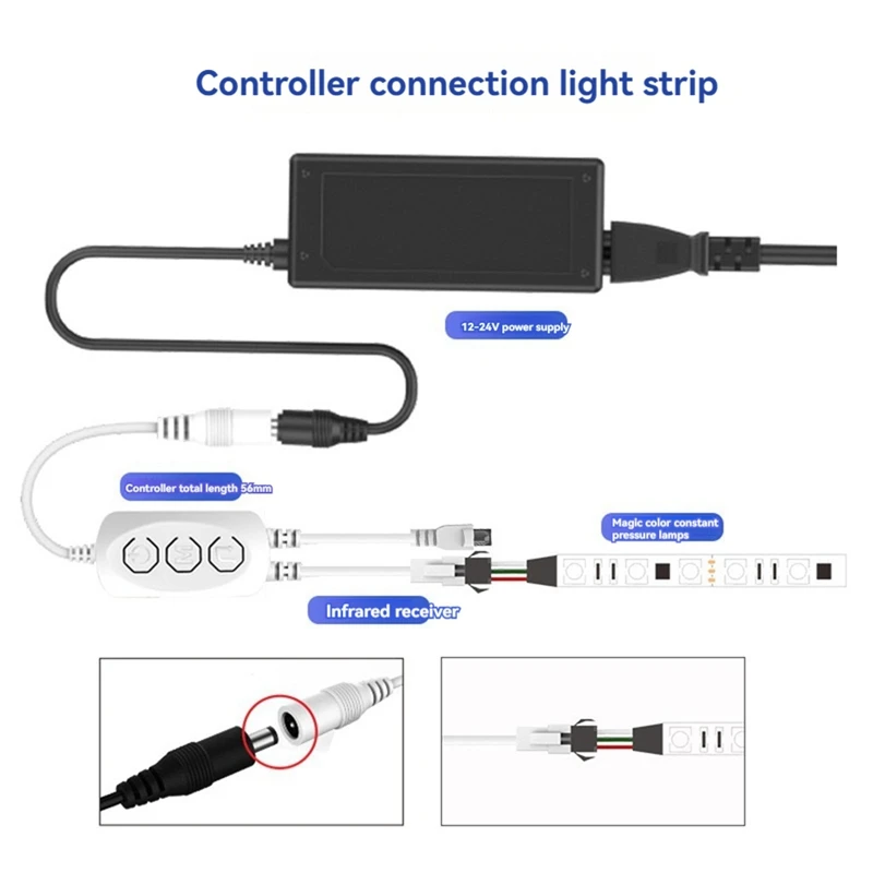 Daily LED Controller 44 Keys Bluetooth Voice-Activated Intelligent Dimming Color Temperature Strip Light Controller