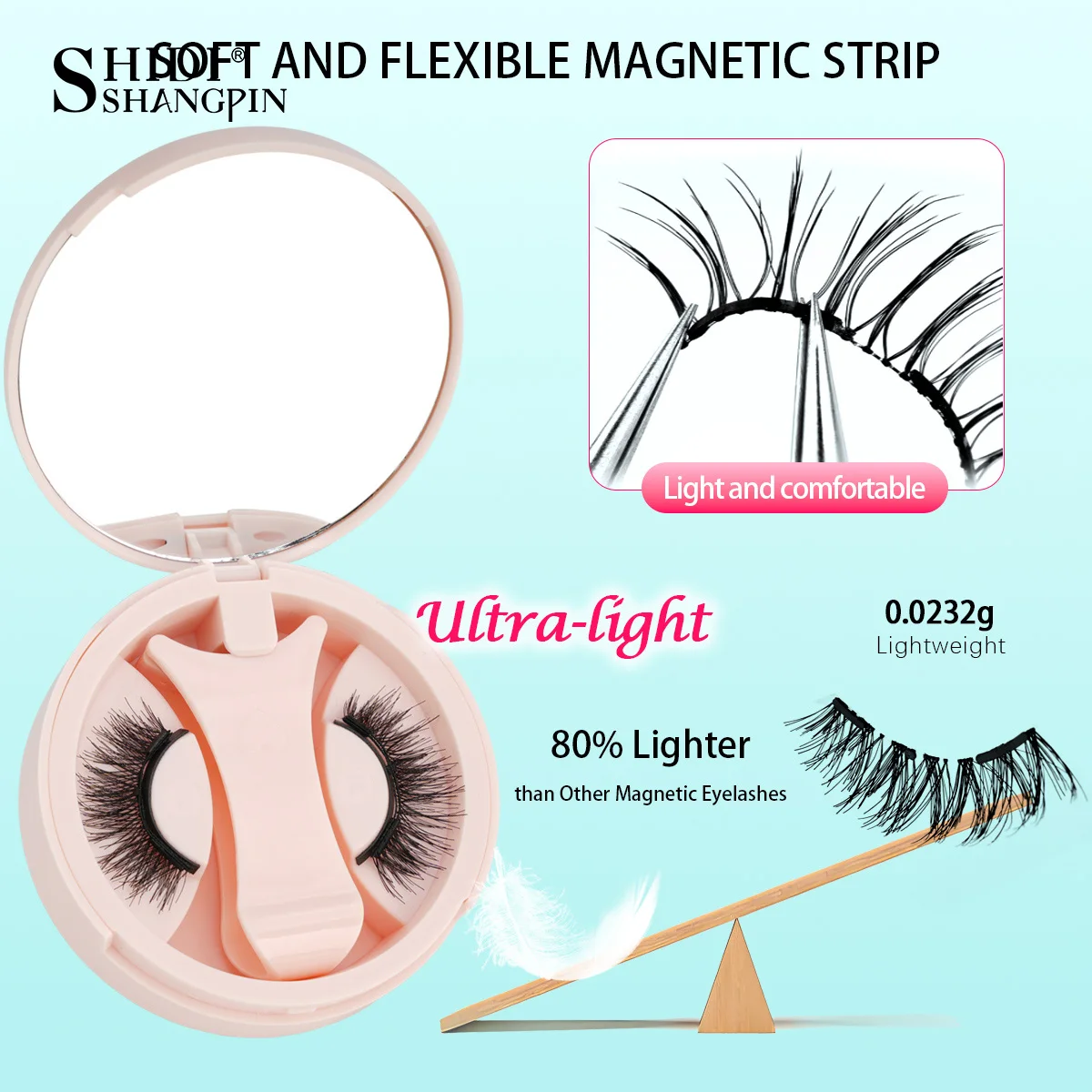 1/2 Pairs Magnetic False Eyelashes Kit Natural Curly Faux Lashes No Glue Needed Magnetic Fake Eyelash with Tweezers Makeup Tool