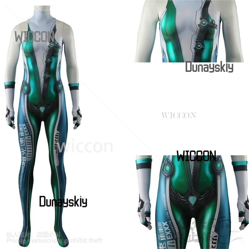 Game Nikke Cosplay Blade Collab Eve Anime Costume 3D Printed Green Sexy Jumpsuit Punk Zentai Bodysuit Y2K Jirai Kei Girls Cos