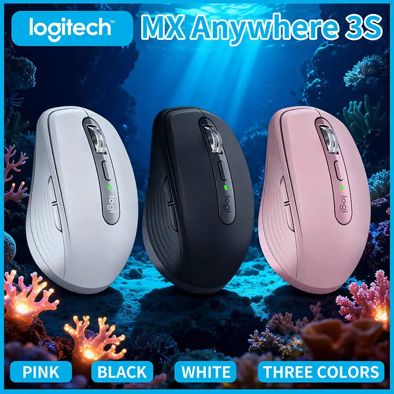 

Logitech MX Anywhere 3S Wireless Mouse - 8000 DPI, MagSpeed Scroll, Silent Click, 3-Device Connect for Office Work Gamers Use