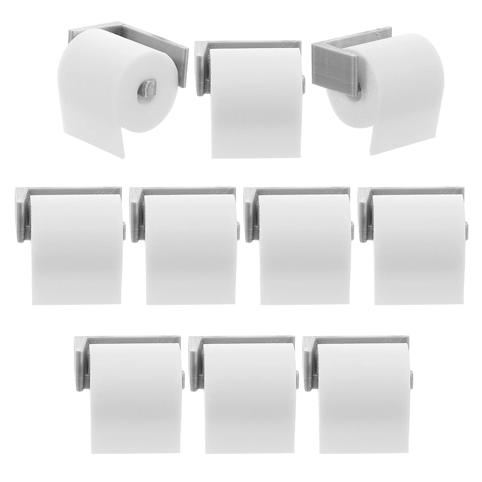 10pcs Miniature Toilet Paper Roll Holder Dollhouse Accessories Realistic Design Plastic Craftsmanship Versatile Mini Bath