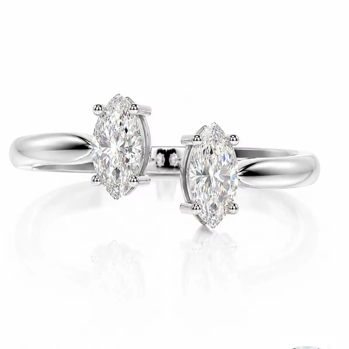 A 1-Carat 925 Sterling Silver Ring with an Adjustable Opening and A Moissanite, Unisex
