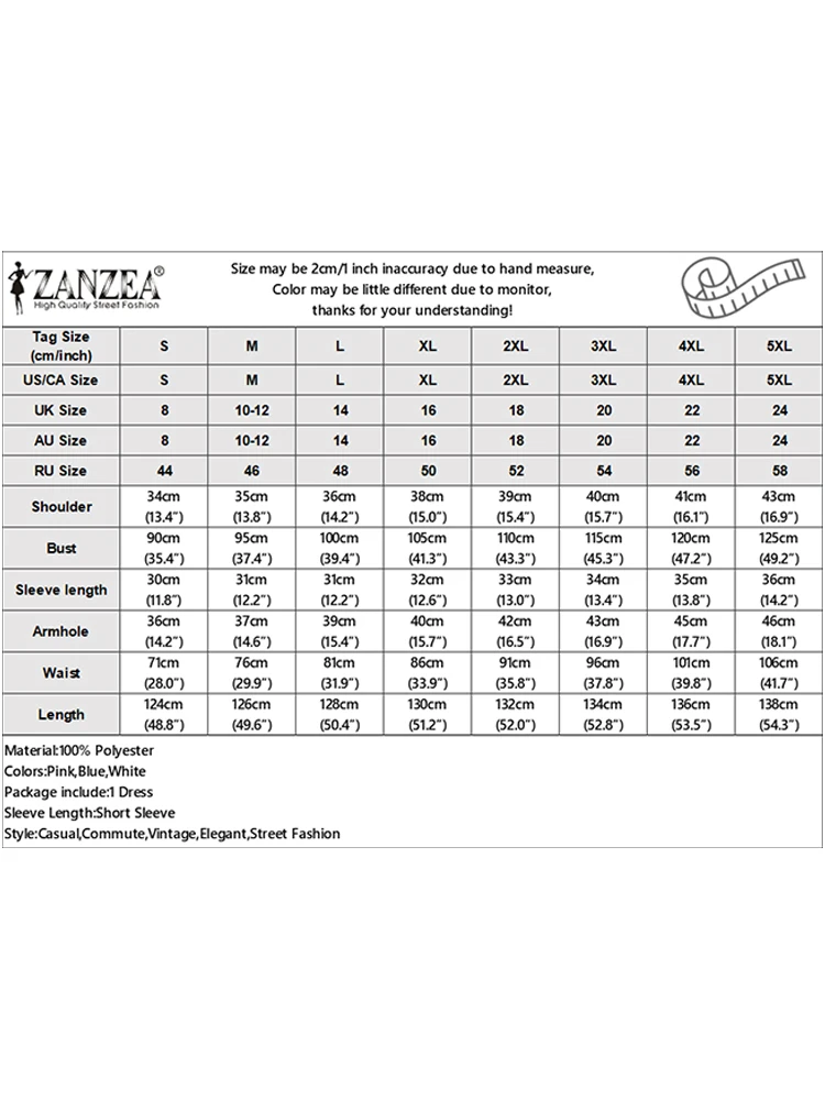 Sukienka ZANZEA 2025, stylowa, z nadrukiem, elegancka sukienka biurowa damska, z kołnierzykiem, rękawami z mankietami, midi, z talią, w kształcie litery A, sukienka na imprezę, letnia sukienka.
