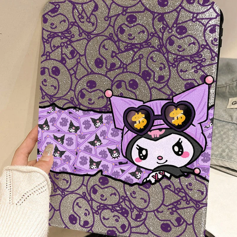 Cartoon Kuromi Ipad Air6 5 Protective Shell Kaswaii Anime Mini7 Pen Slot Ipad10 Women 10.9 Anti Drop 10.2 Anti Bending Case Gift