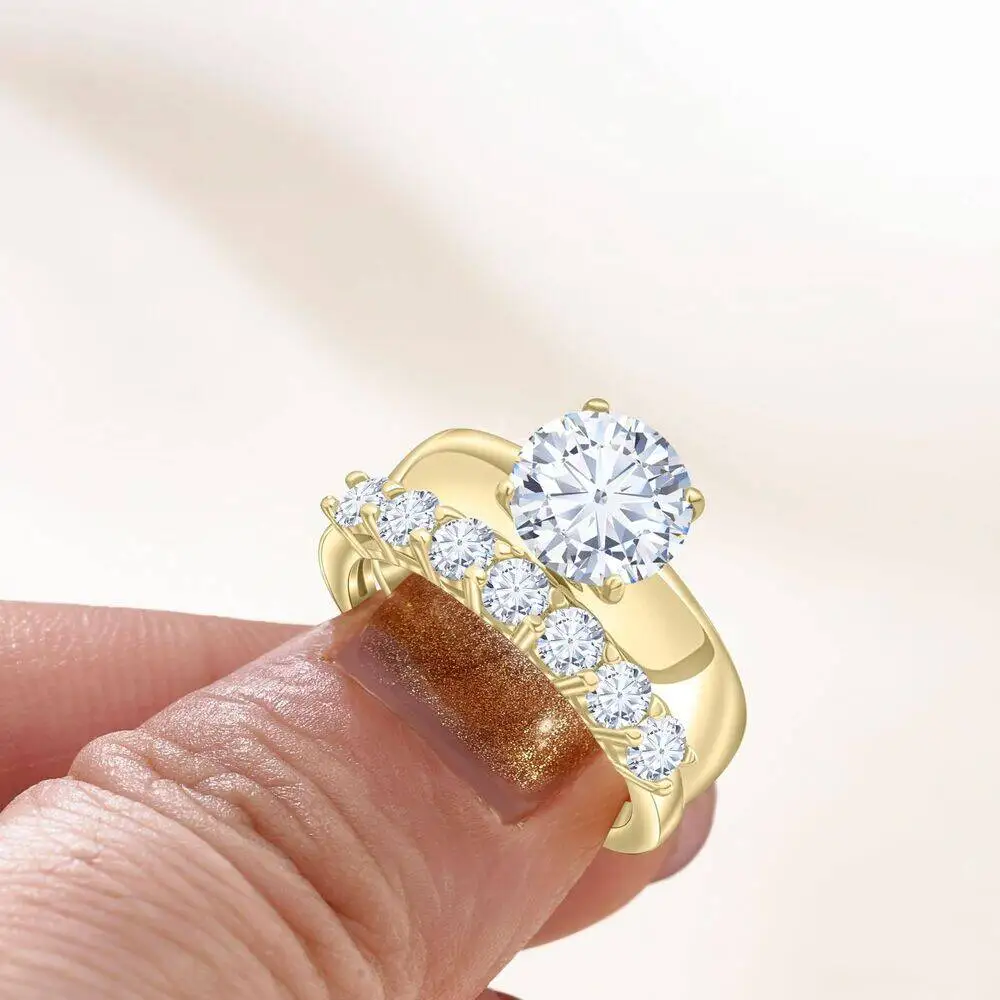 

Total 2.7 carat D Color moissantie ring set Silver 925 Brilliant Cut Diamond Test Past Original Jewelry With GRA Certificate