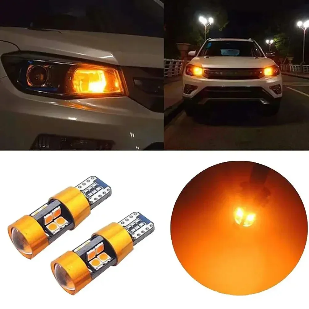 Neue 2er-Packung Auto T10 12V LED Signalleuchte Orange Bernsteinfarbenes Licht Positions-Parklicht Stadtlampe T10 168 194 2825 W5W 19SMD LED-Birne
