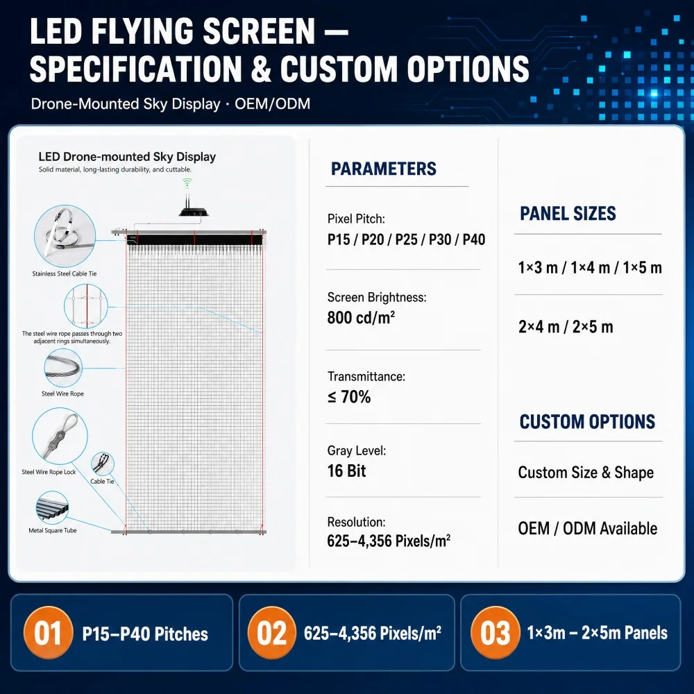 Soft LED Mesh Screen P25 Foldable Curtain 5000cd High Brightness for Concert Stage  Show Night Sky Advertising