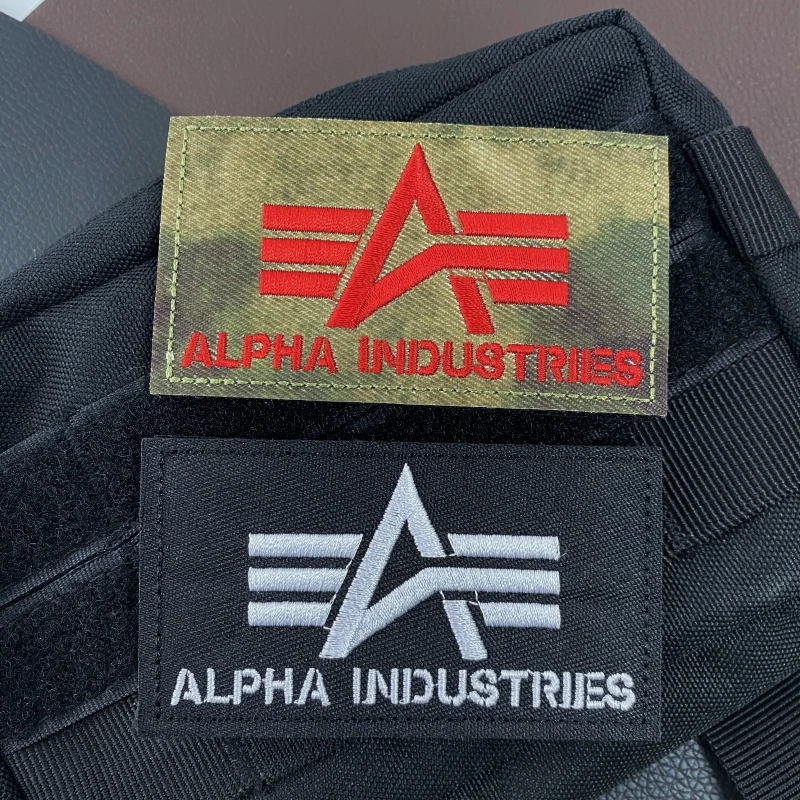 

ALPHA Black and Red Embroidery Hook and Loop Alpha patches MC Camouflage Morale Badge Armband Patch Tactical Backpack Stickers