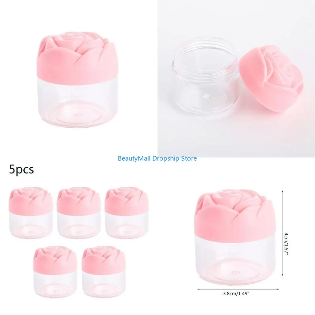 40JD 5Pcs Round Clear Face Cream Ointment Jar Leakproof Plastic Container with Lid